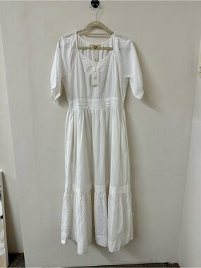 DownEast White Maxi Dress with Pintuck Waist